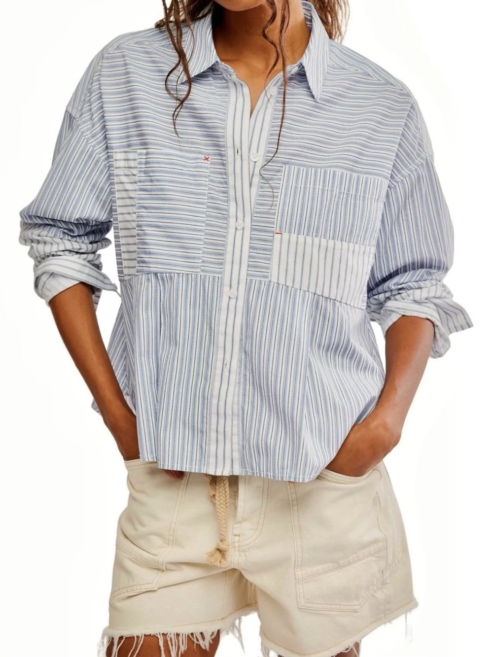 WE THE FREE Annie Striped Babydoll Button Down Shirt - Free People